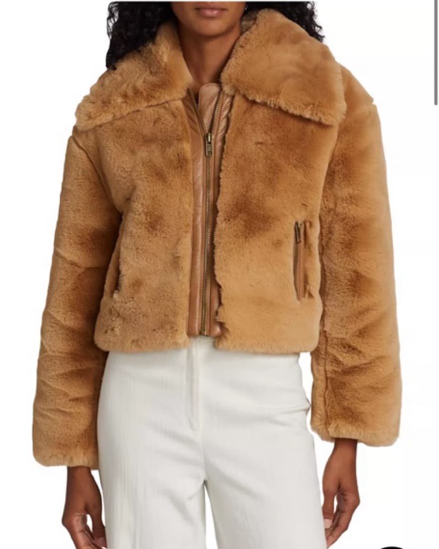 DHNY Paloma Cropped Faux Fur Jacket - Image 4