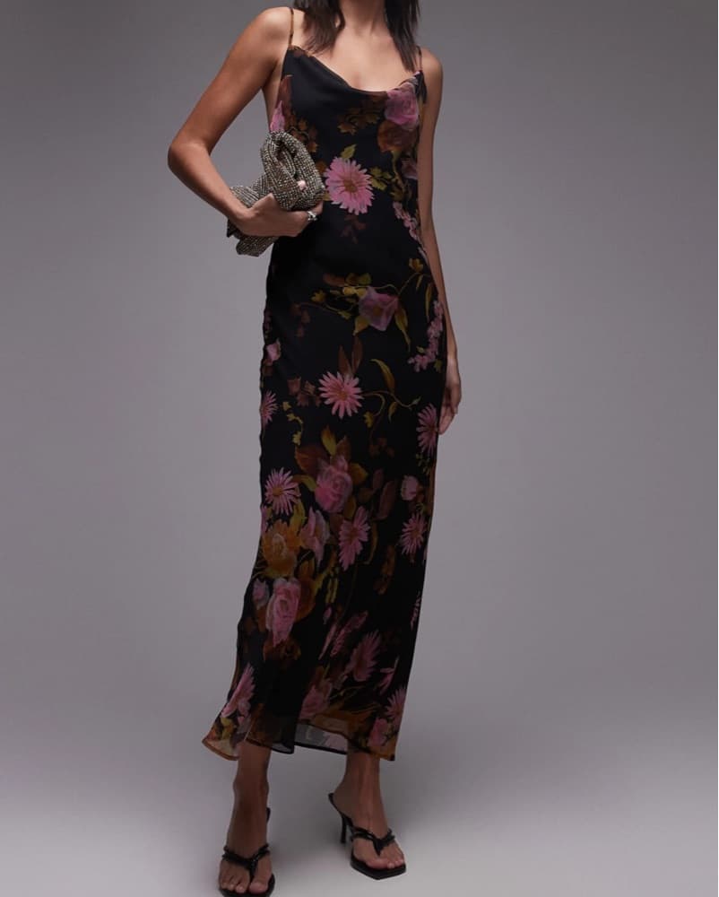 Topshop Floral Cowl Neck Maxi Slipdress  - Image 1