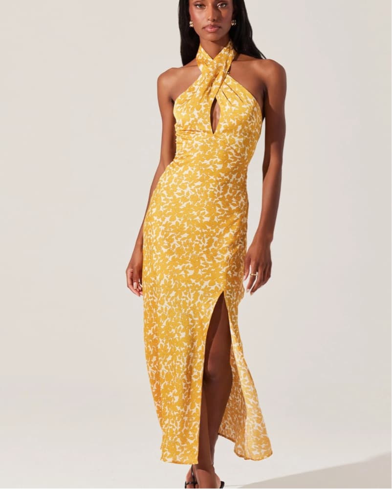 Astr The Label Floral Halter Neck Dress - Image 1
