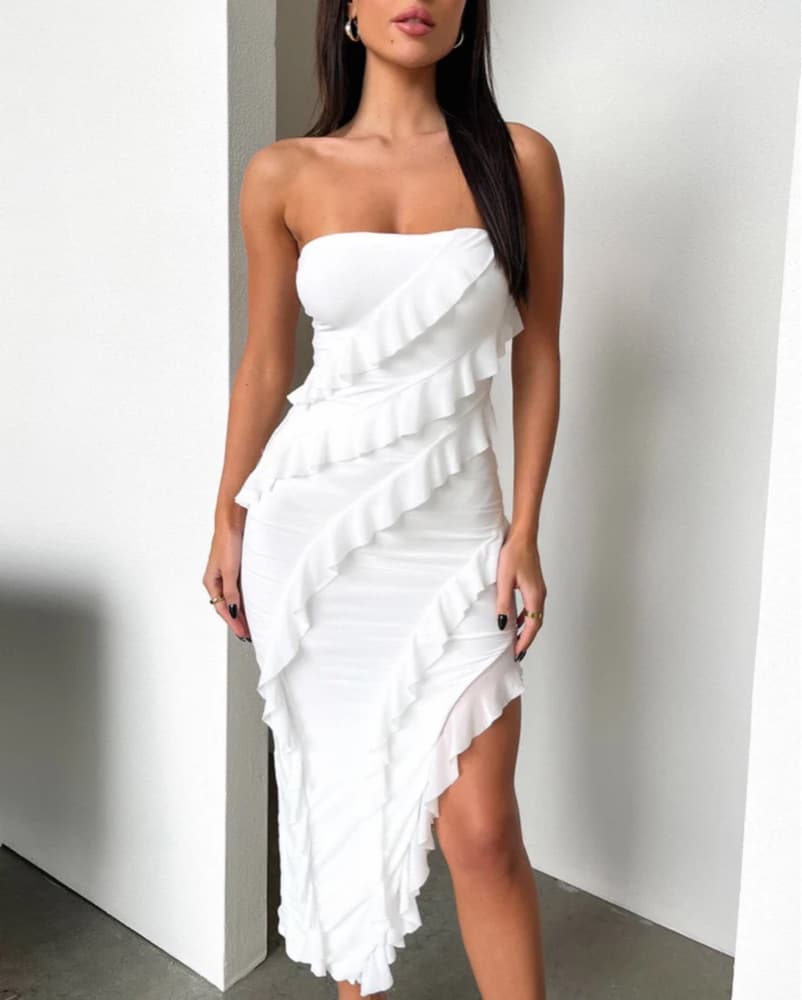 Elegant Ruffle Maxi Dress - Image 3