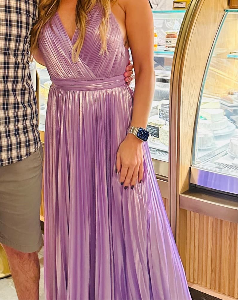 Stunning Pleated Lavender Maxi Dress - Image 6