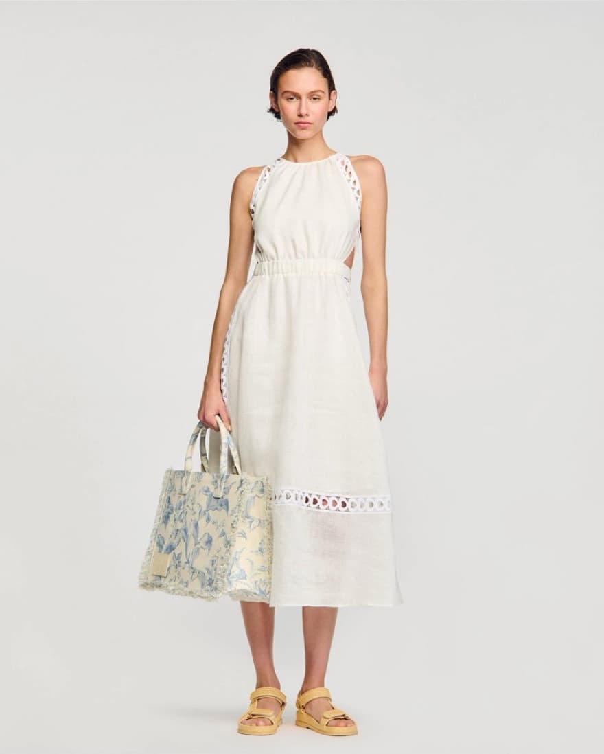 Sandro White Linen Heart Dress - Image 1