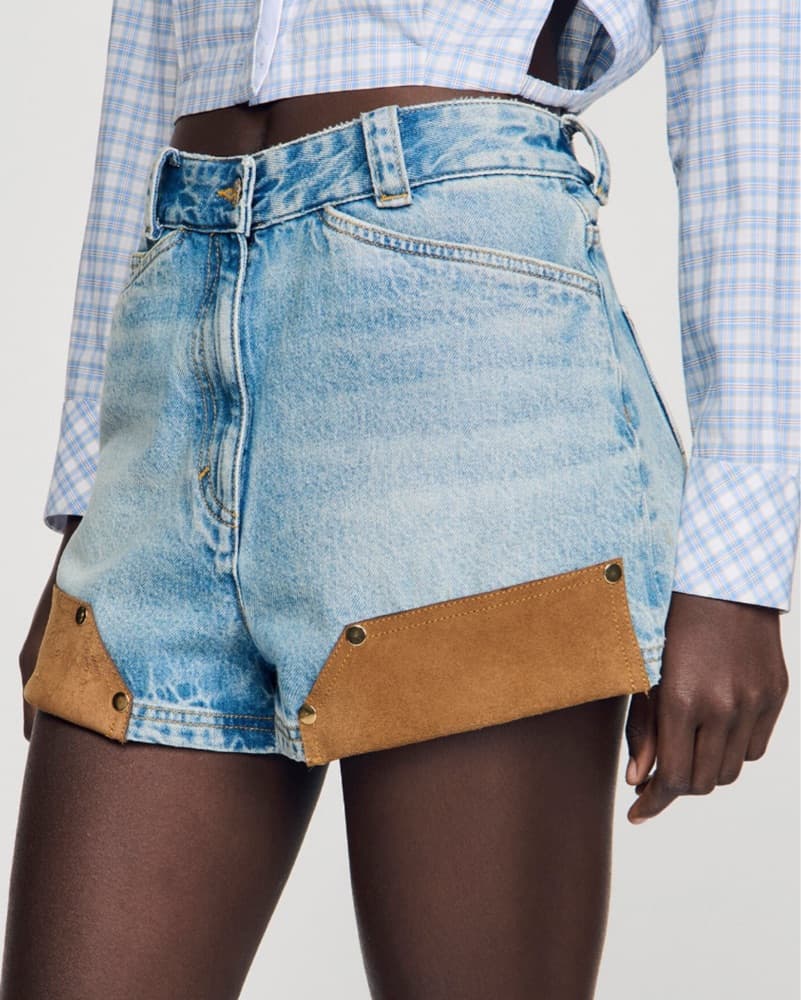 Sandro Denim & Suede Shorts - Image 2