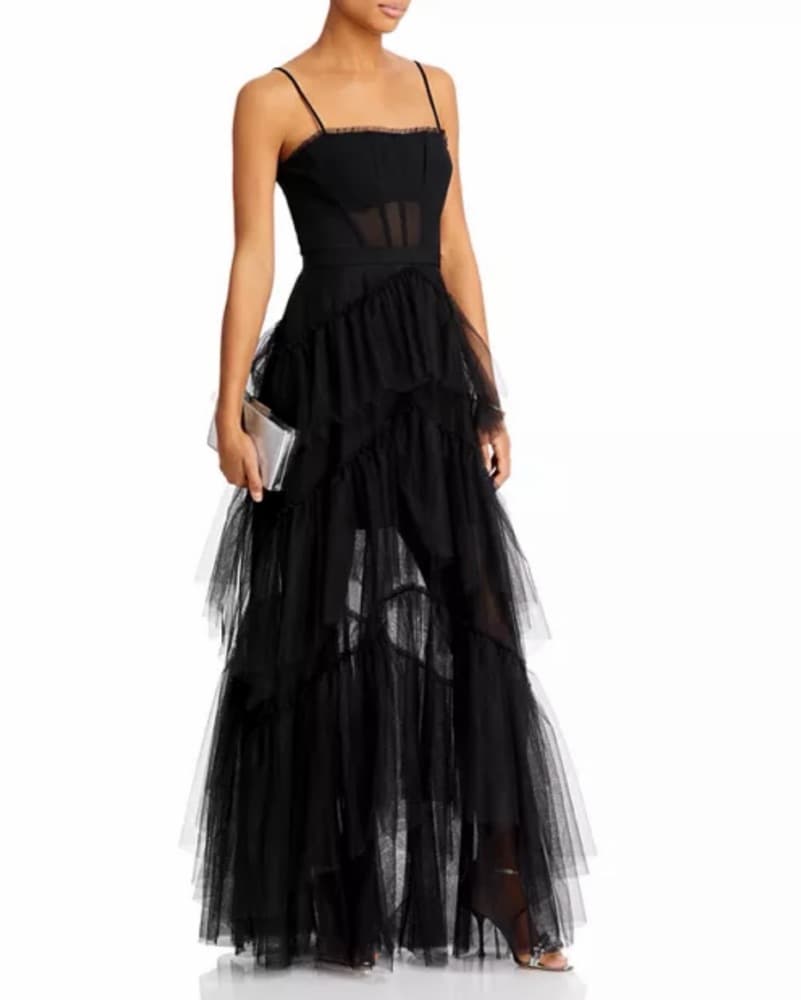 BCBG Black Tulle Gown - Image 1