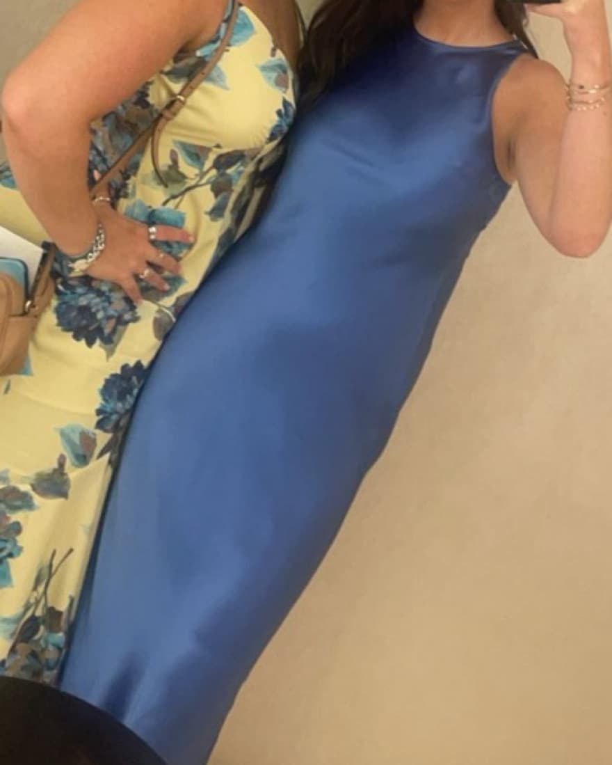 Blue Satin Slip Dress - Image 3