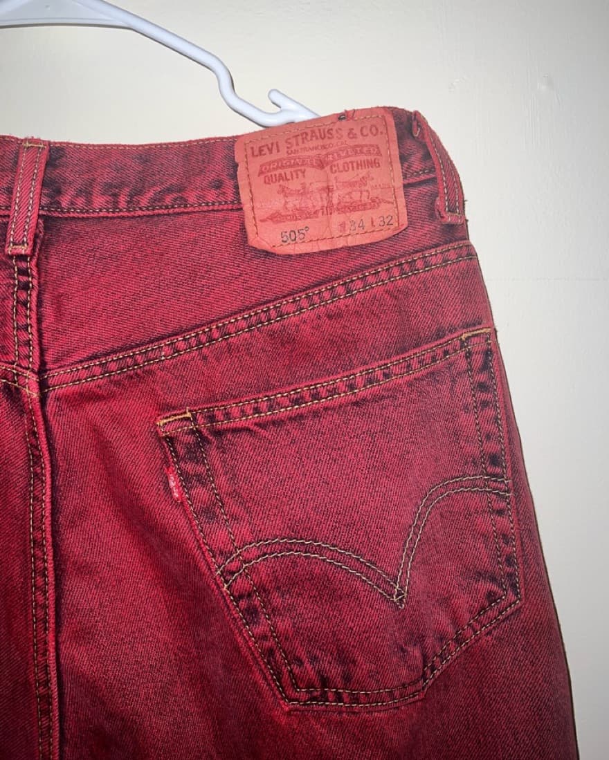 Vintage Red Levi 505 Jeans - Image 3