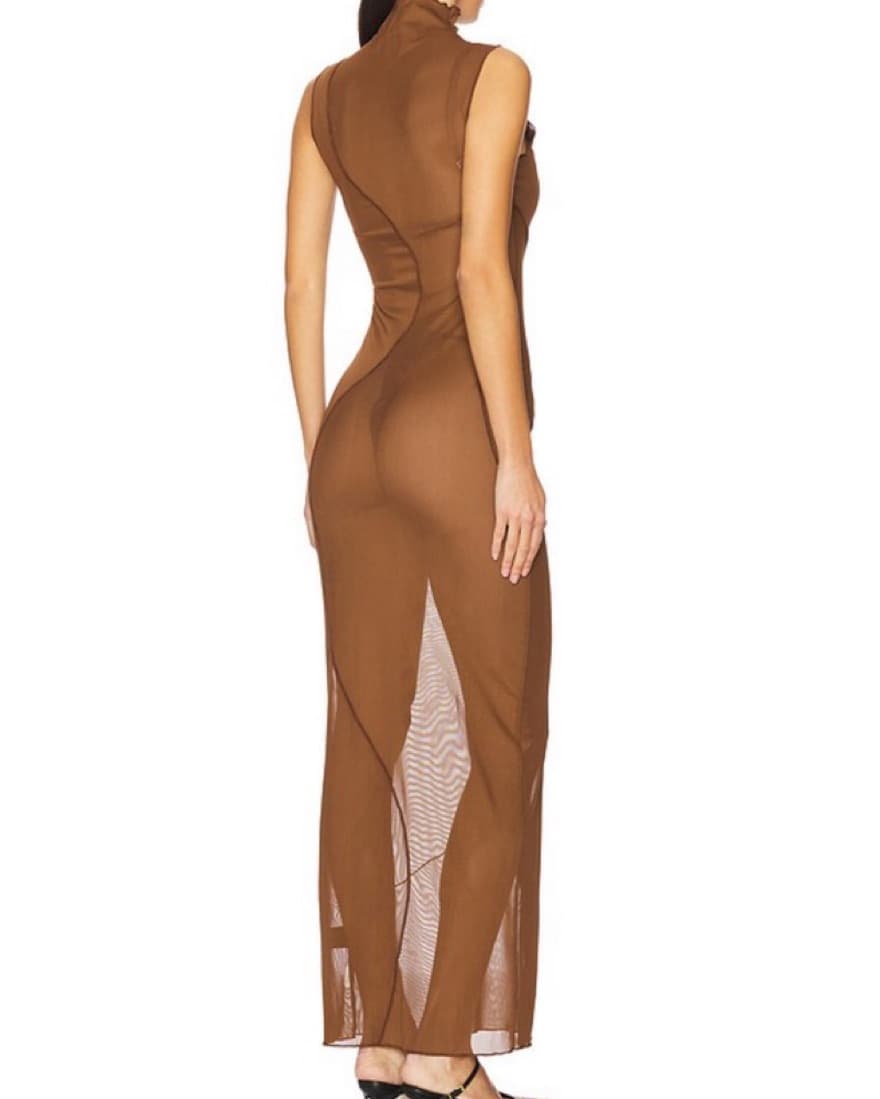 Lagoon Maxi Dress In Chocolate Brown - Image 3