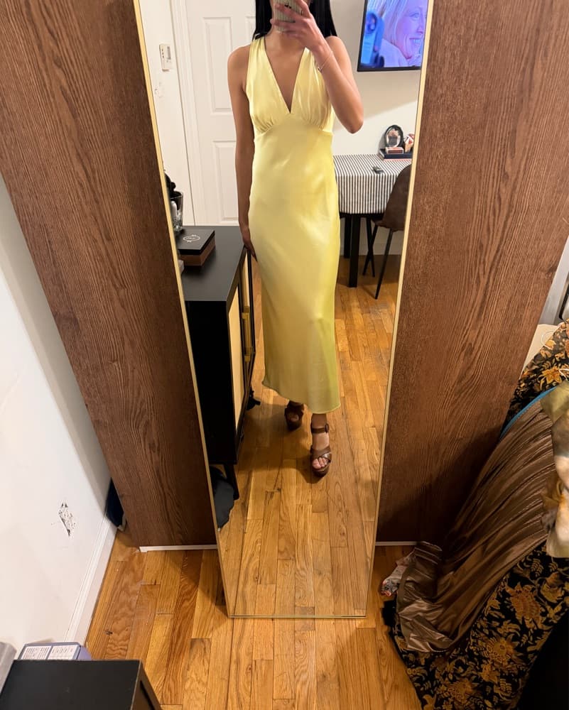 Satin Yellow Maxi Dress - Image 1