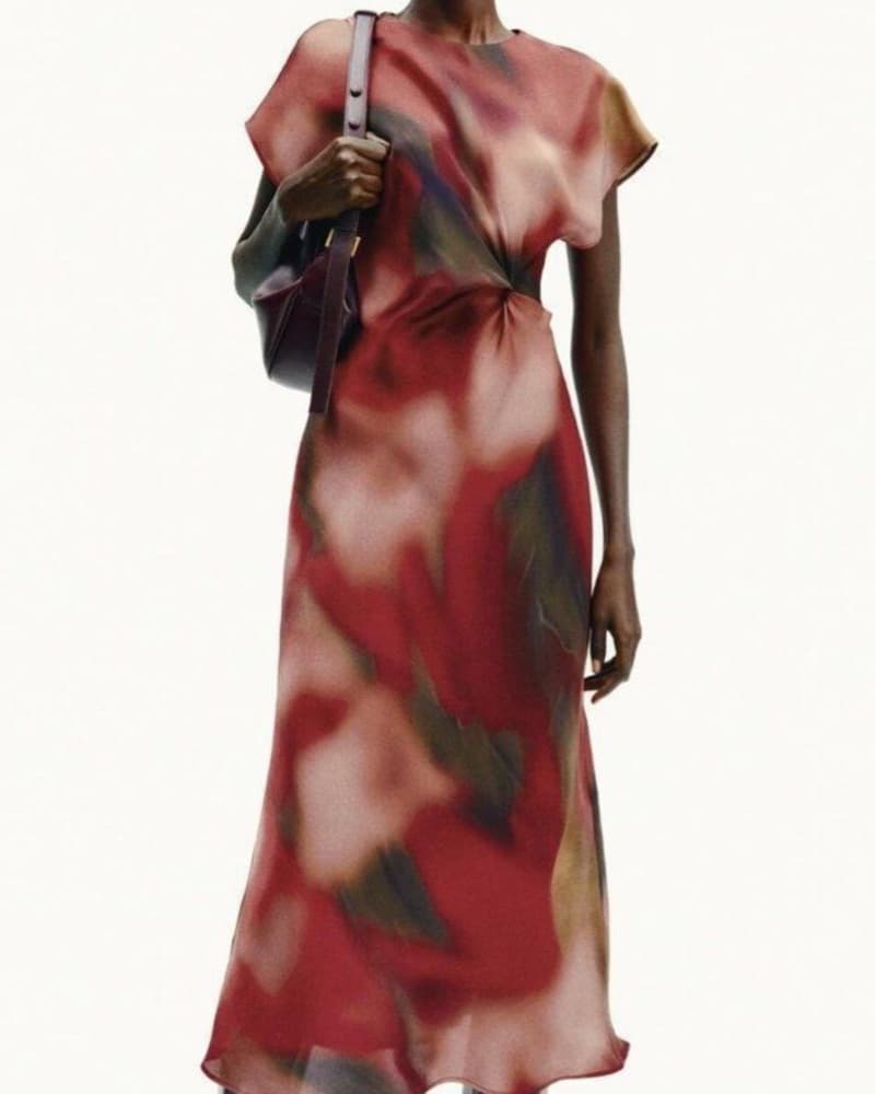 Zara Printed Satin Effect Dress - Image 4