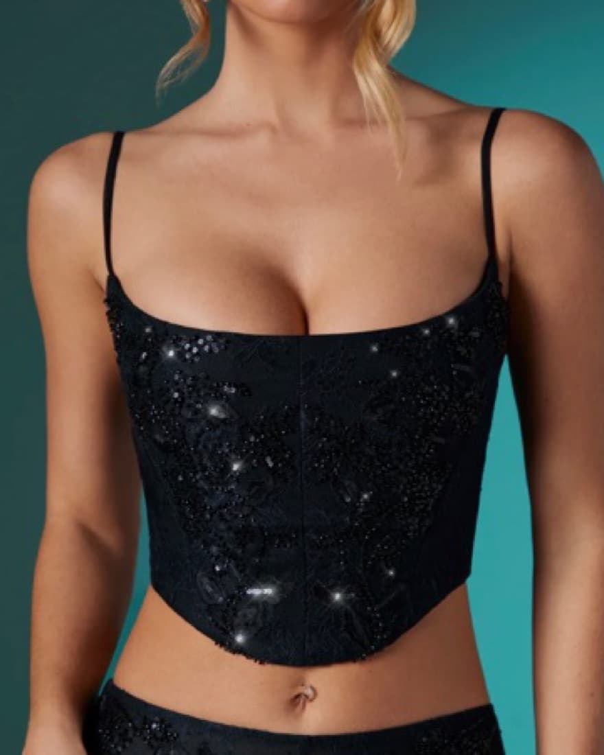Oh Polly Embellished Lace Corset Topa - Image 1