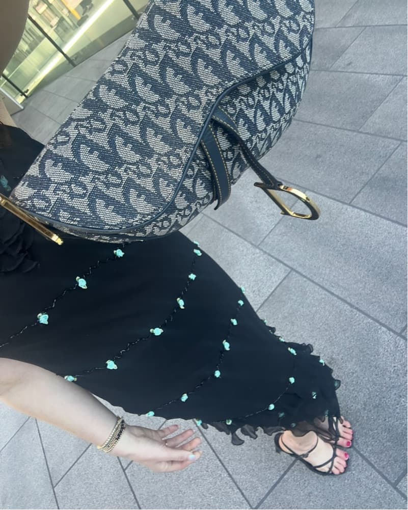 Y2KVintage Black Midi Dress Wirh Flowers - Image 2