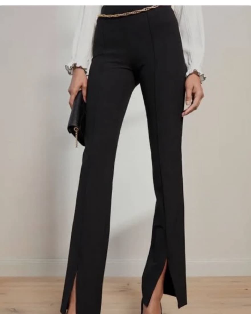 Sandro Split Hem Pant With Chain Belt - Image 2