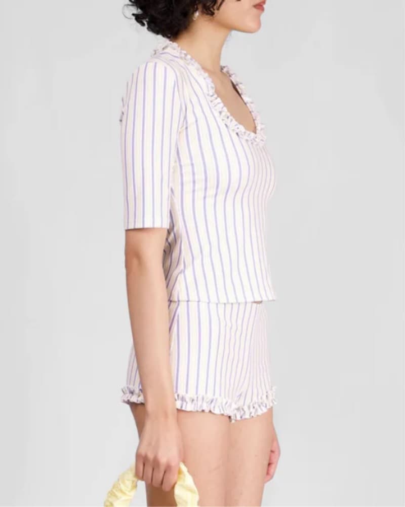 Striped Ruffled Loungewear Set - Image 2