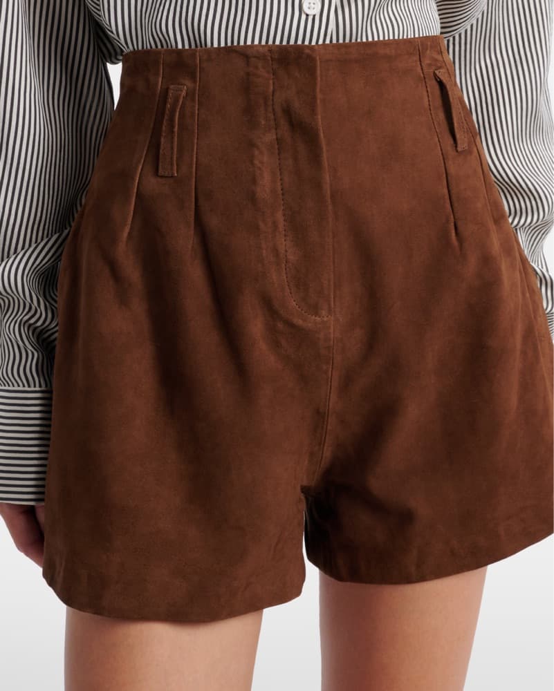 Frankie Shop Lise Brown Suede Shorts - Image 1
