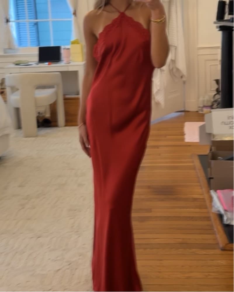 Reformation Red Silk Dress - Image 3