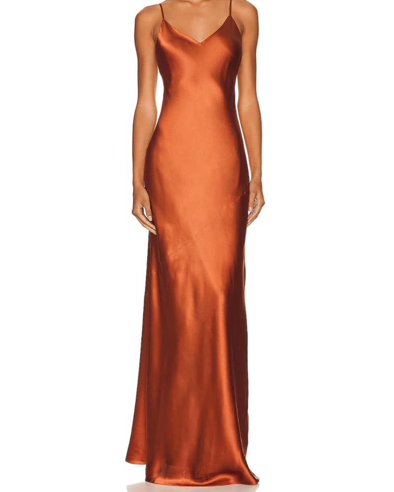 L’Agence Serita Silk Slip Gown In Orange - Image 1