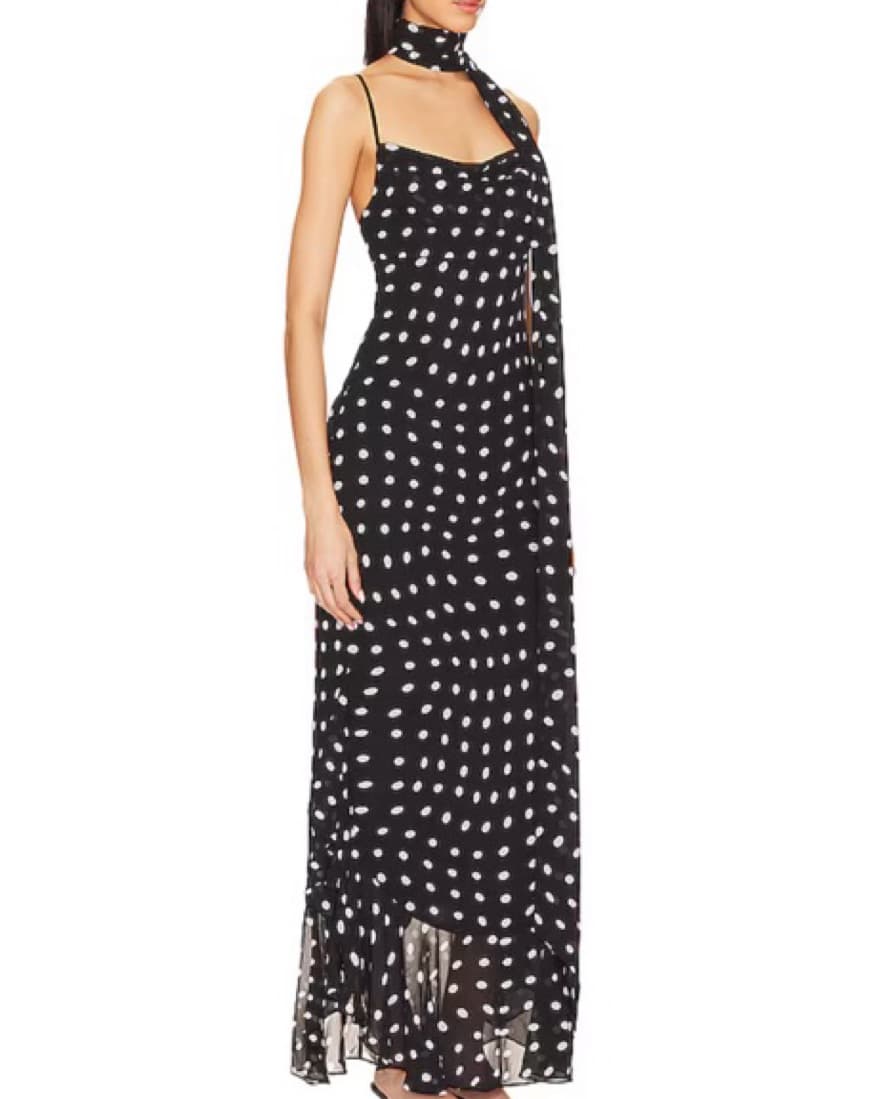 LPA Giulia Maxi Dress in Black And Cream - Image 5