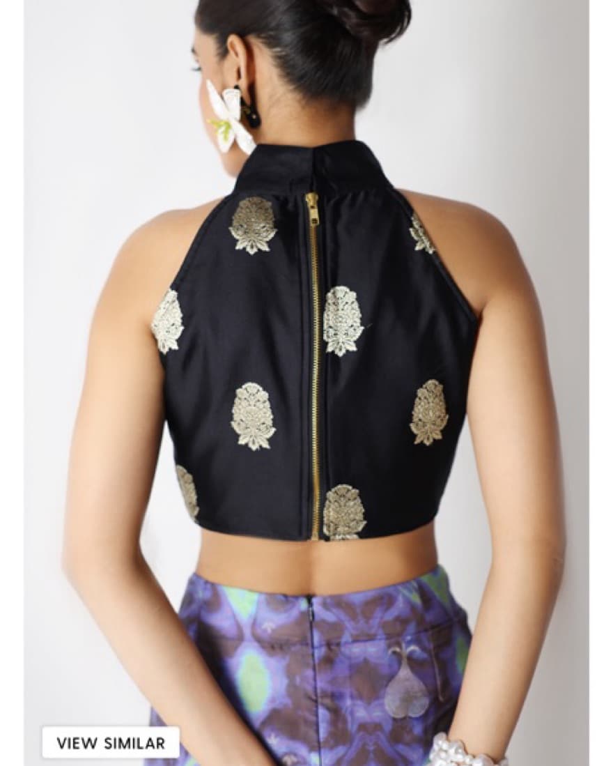 Indian Silk Printed Crop Top - Image 2