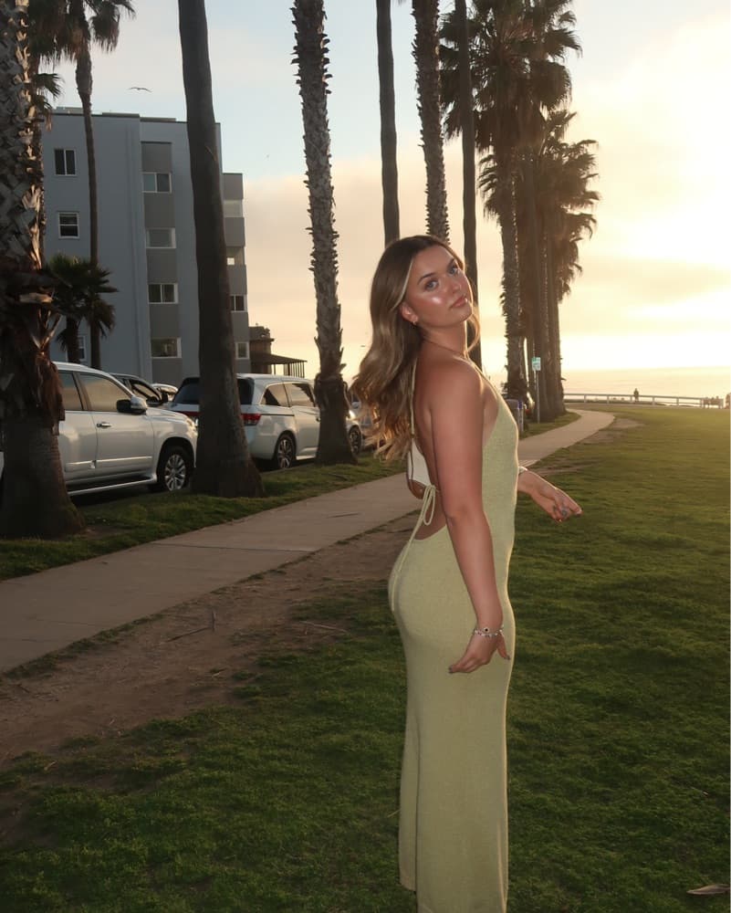 Anthropologie Green Fitted Maxi Dress - Image 3