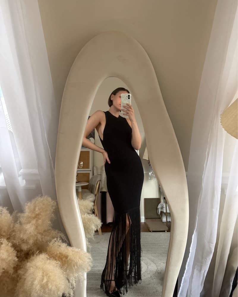 Elegant Black Fringe Dress - Image 1
