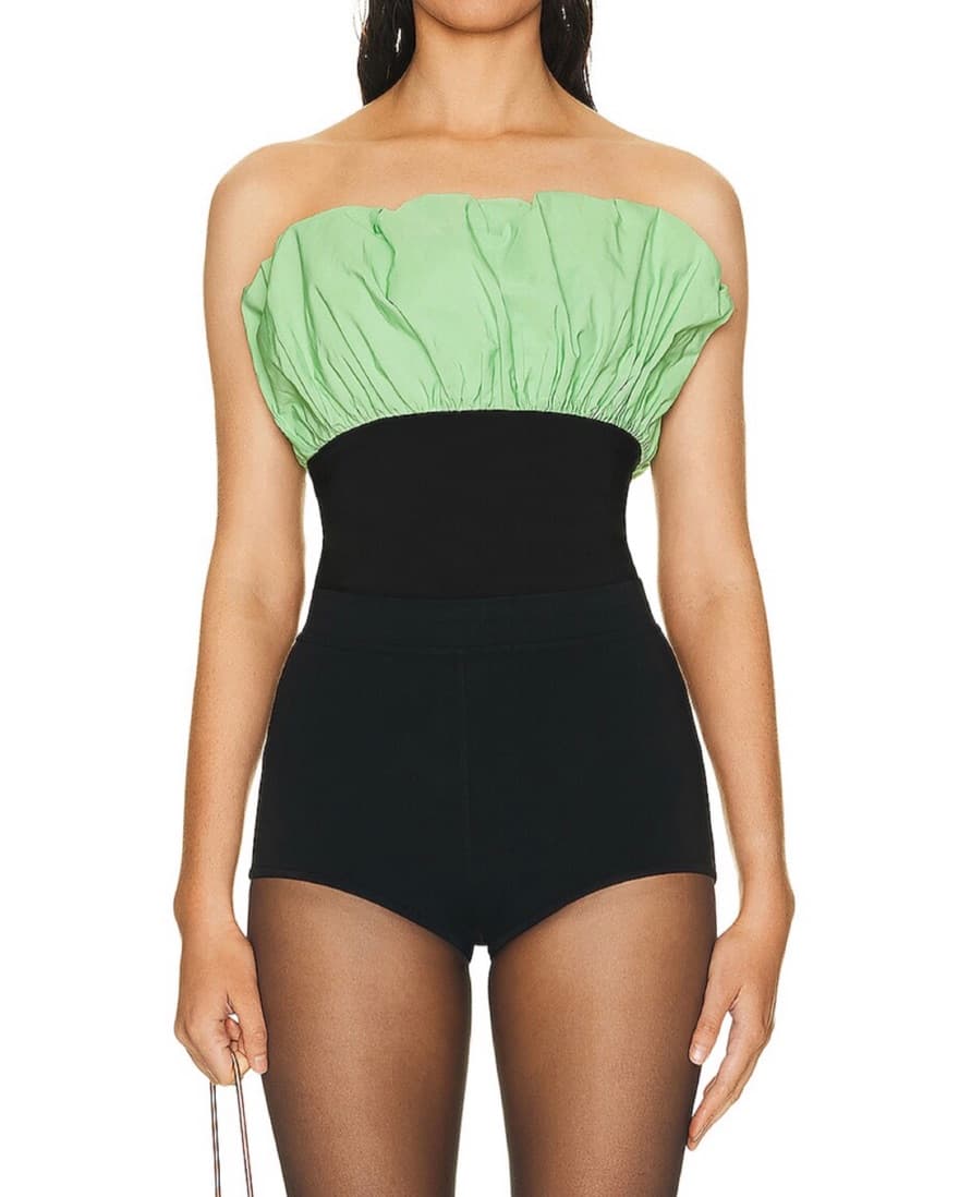 Ganni Strapless Taffeta Combo Top - Image 1