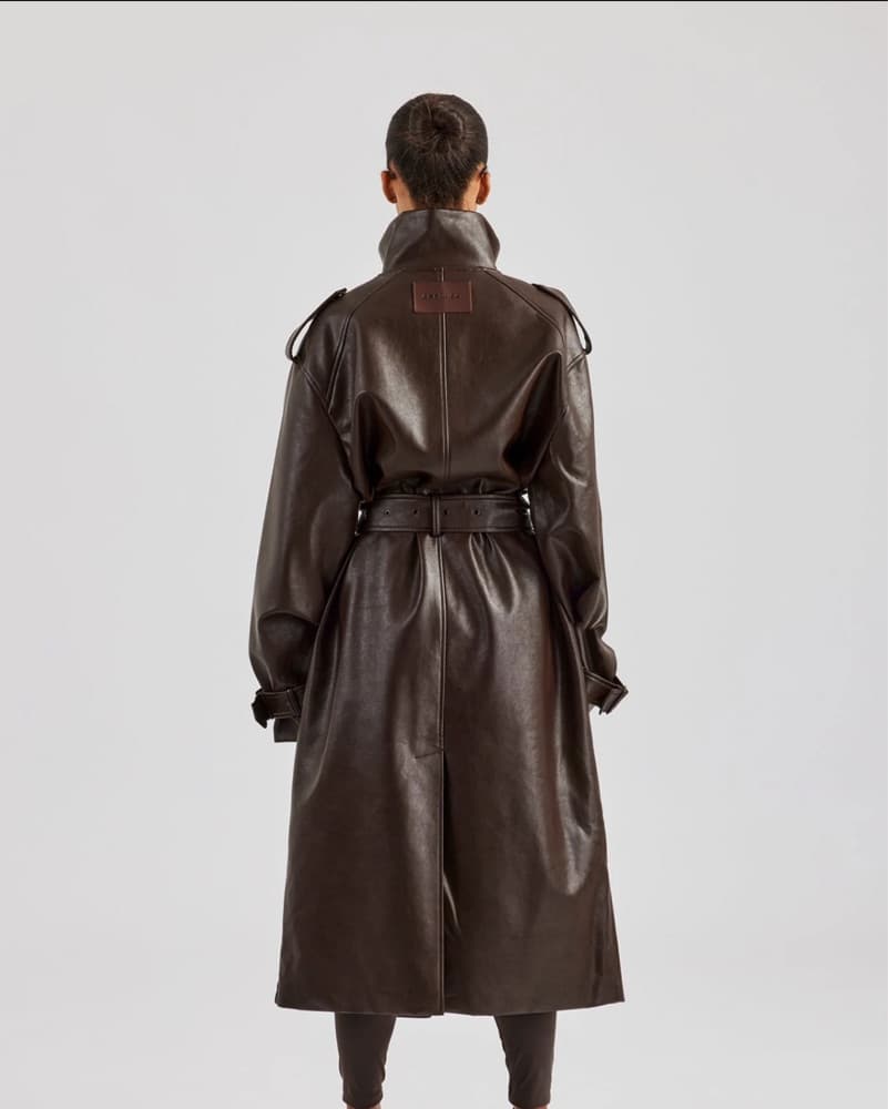 Faux Leather Trench Coat - Image 3