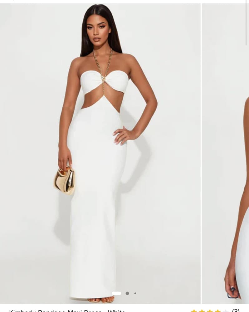 Stunning White Maxi Dress Gold Chain - Image 1