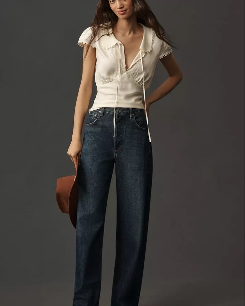 Anthropologie Silky Peter Pan Blouse - Image 3