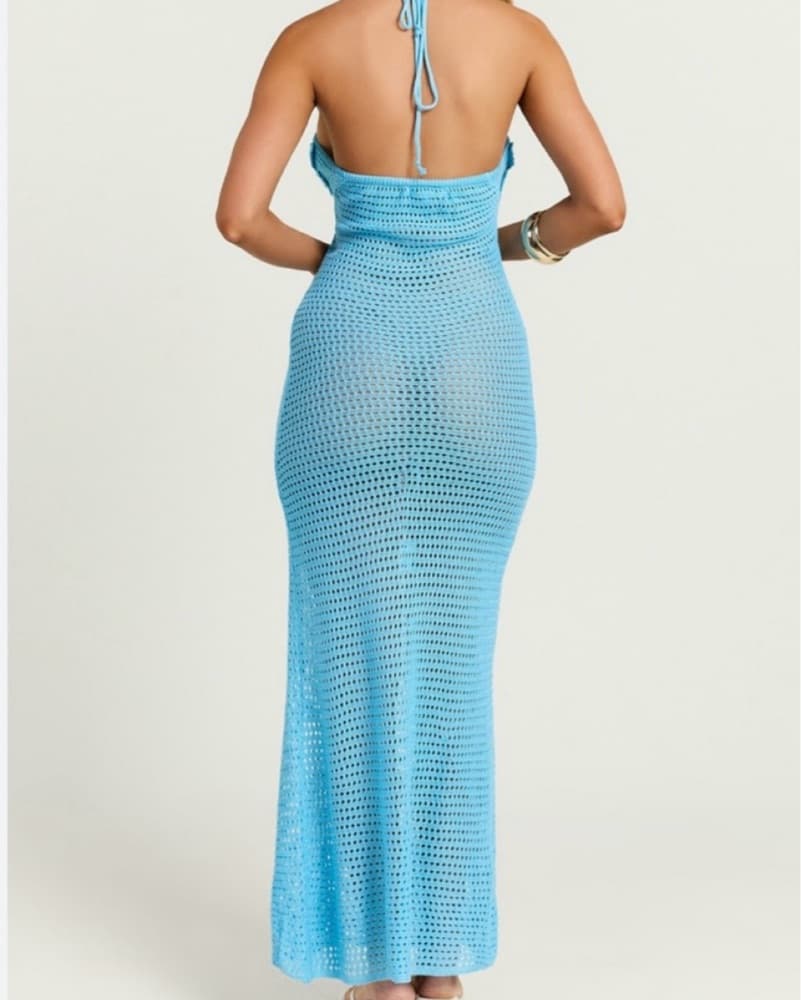 Showpo Blue Crochet Maxi Dress - Image 3