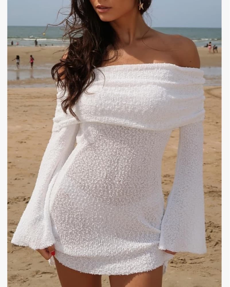 Bodycon Long Sleeve Sweater Mini Dress - Image 3
