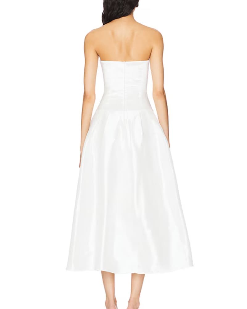 Elegant Strapless White Midi Dress - Image 3