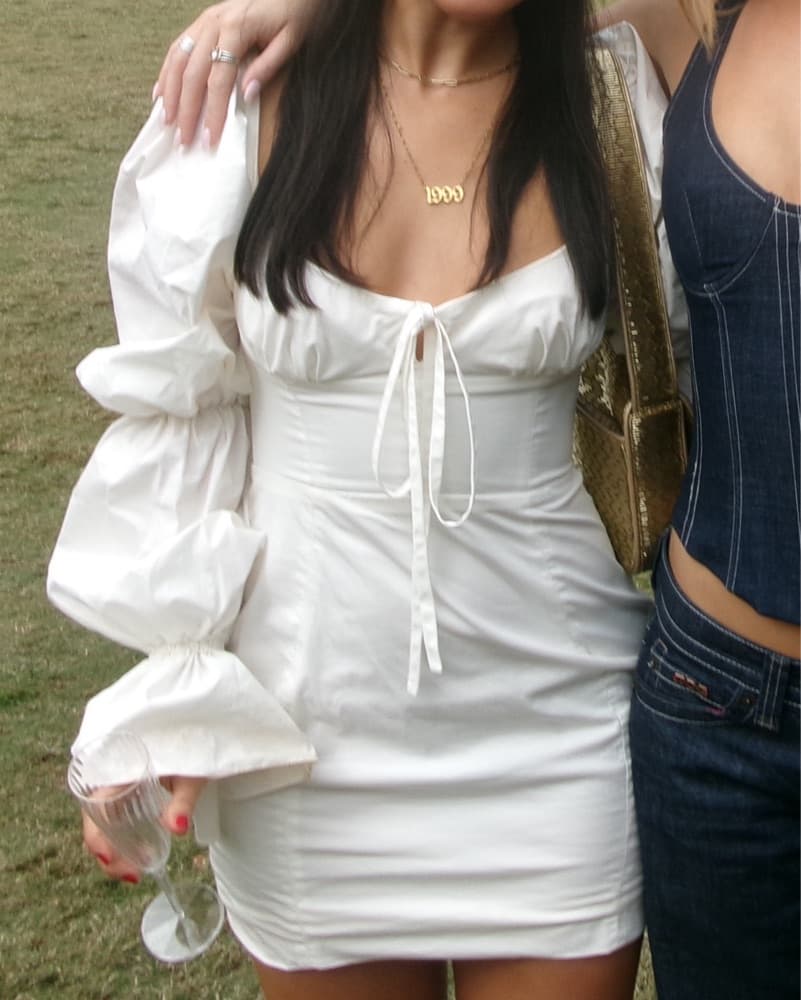 House Of  CB White Puff Sleeve Dress - Image 2