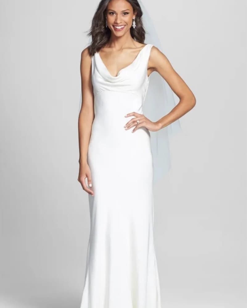 Monique Lhuillier Cowl Neck Wedding Dres - Image 1
