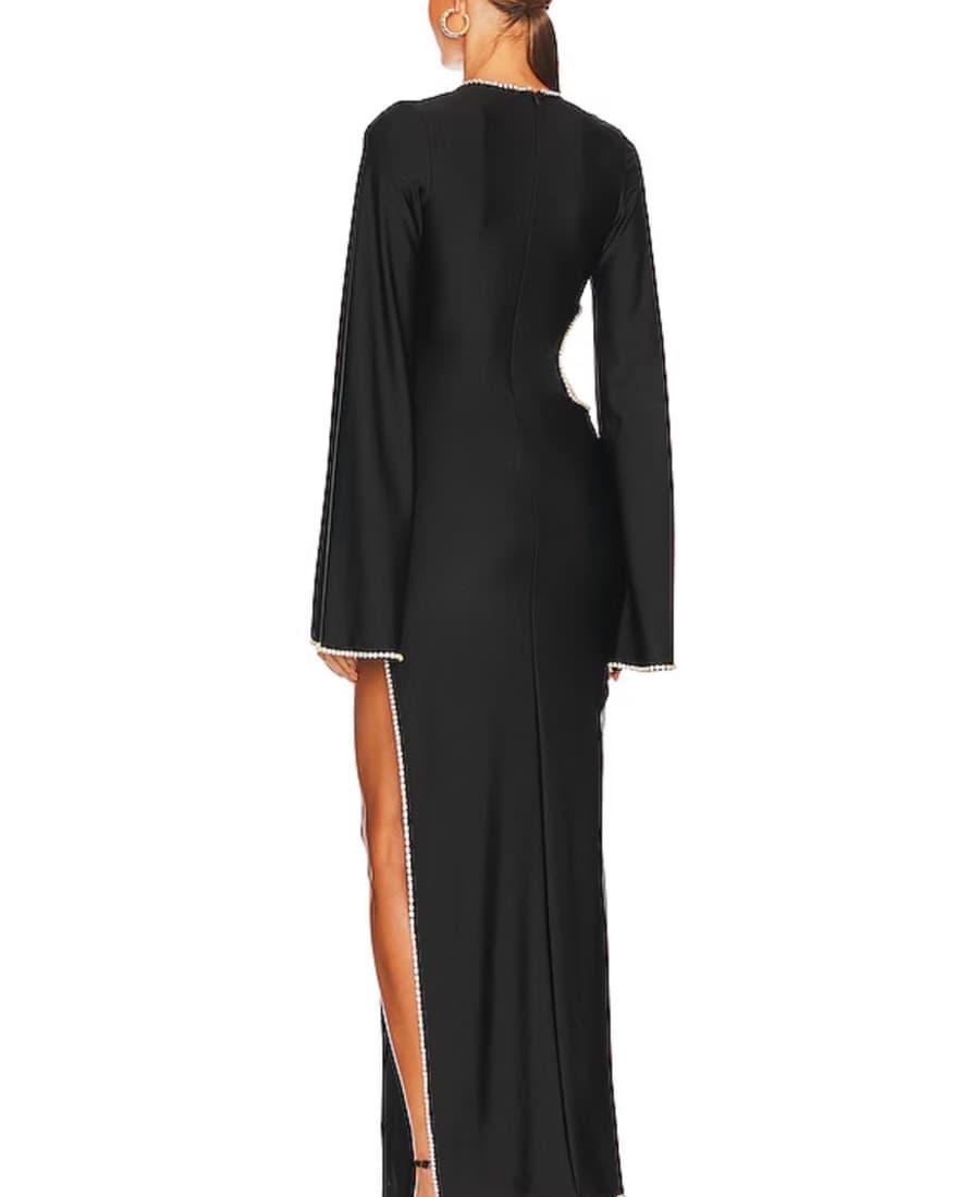 Kira Diamante Trim Maxi Dress in Black  - Image 3