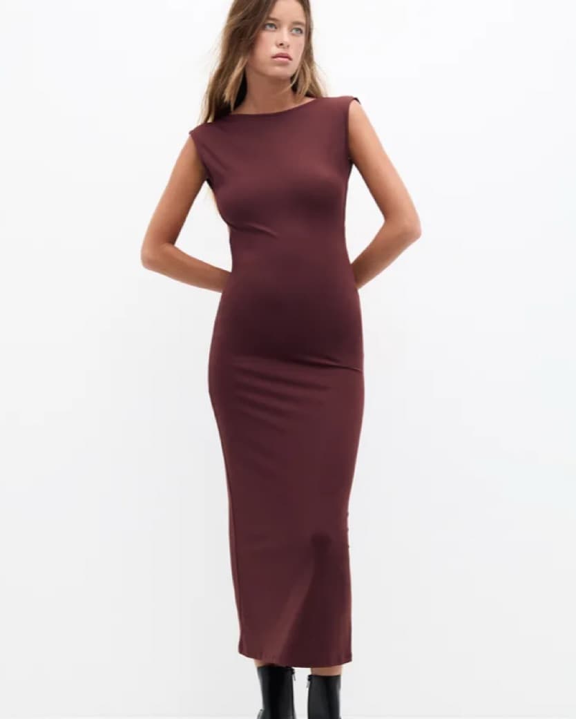 Maroon Open-Back Dress - Image 1