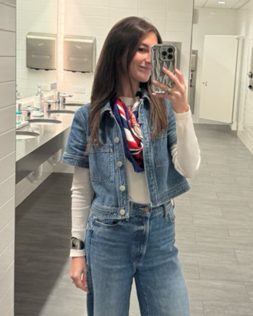 Alice & Olivia Denim Short Sleeve Jacket - Image 1