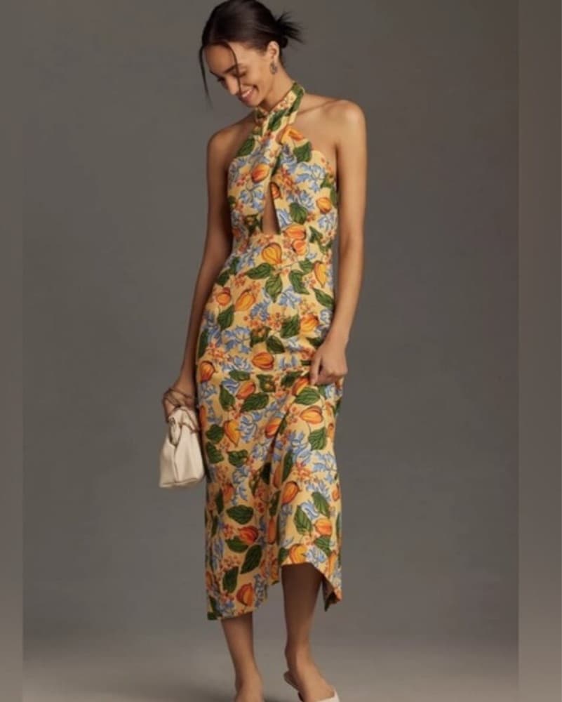 Rhode Paolo Linen Midi Dress - Image 1