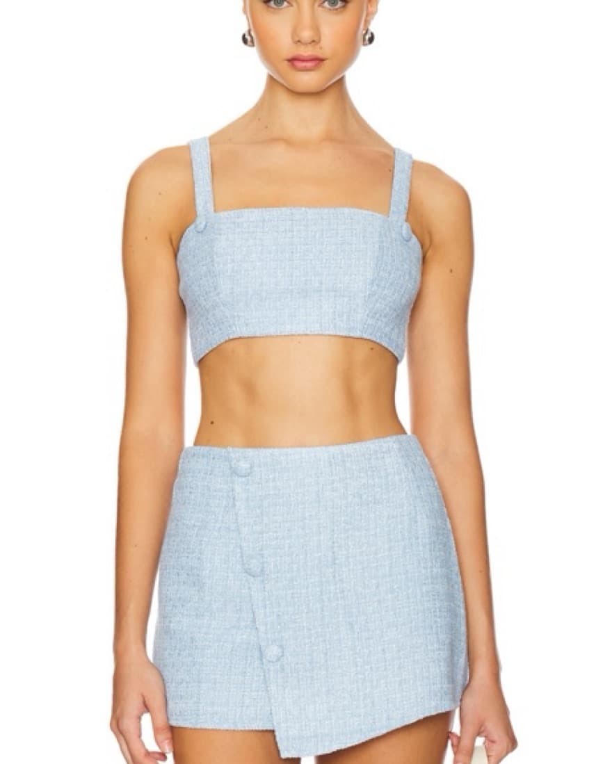 × REVOLVE Tweed Top + Skirt(set) in Blue - Image 1