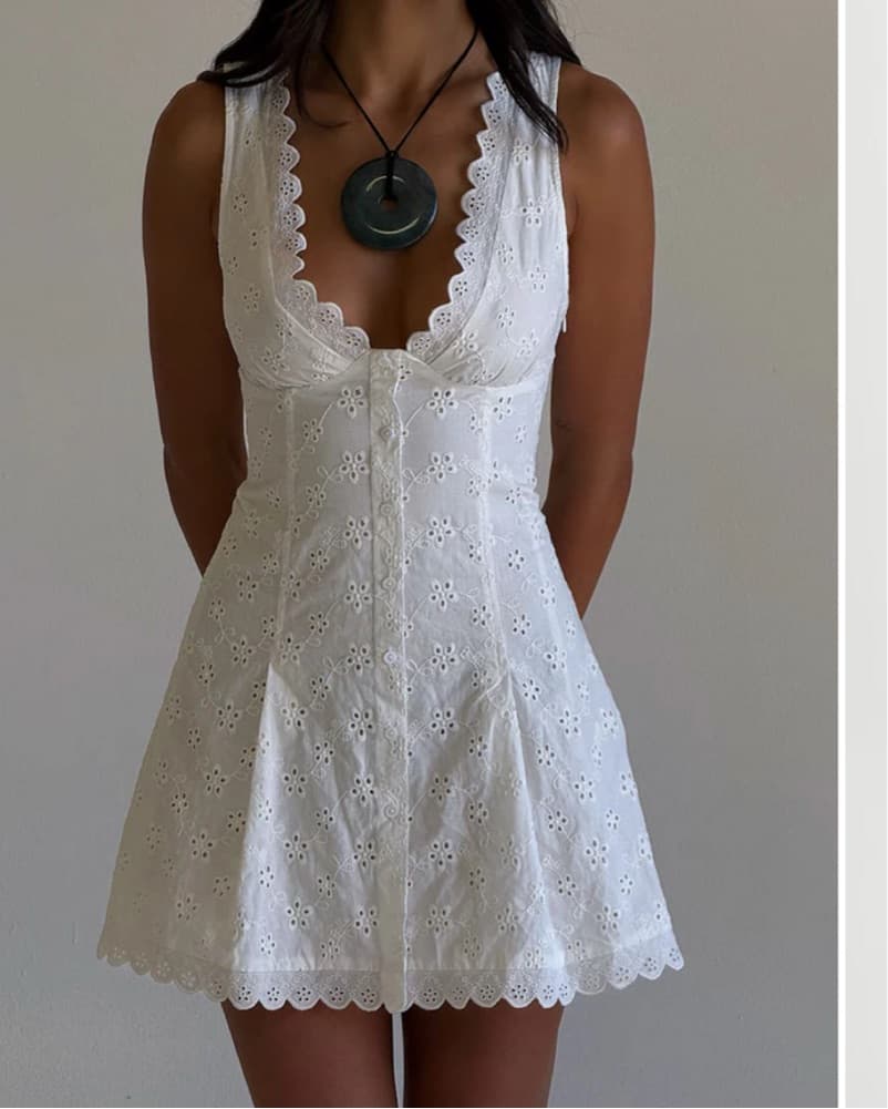Frankies Bikinis Eyelet Mini Dress - Image 1