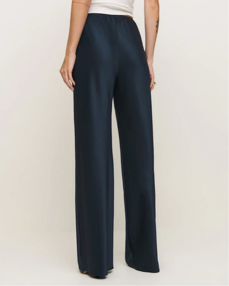 Reformation Gale Navy Silk Pants - Image 2