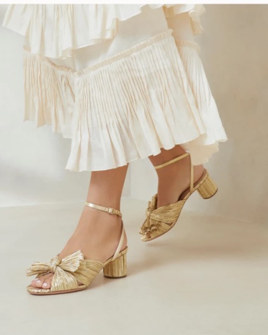 Loeffler Randall Gold Pleated Bow Low  - Image 2