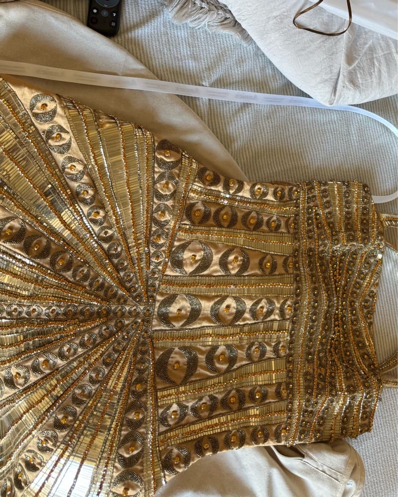 Annies Ibiza Phoenix Mini Dress Gold - Image 3