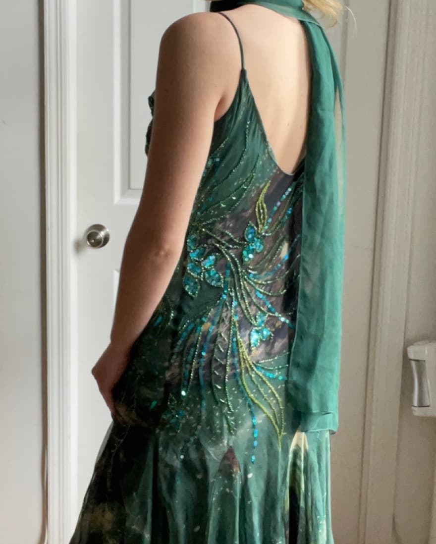 Vintage 100% silk beaded Dress - Image 4