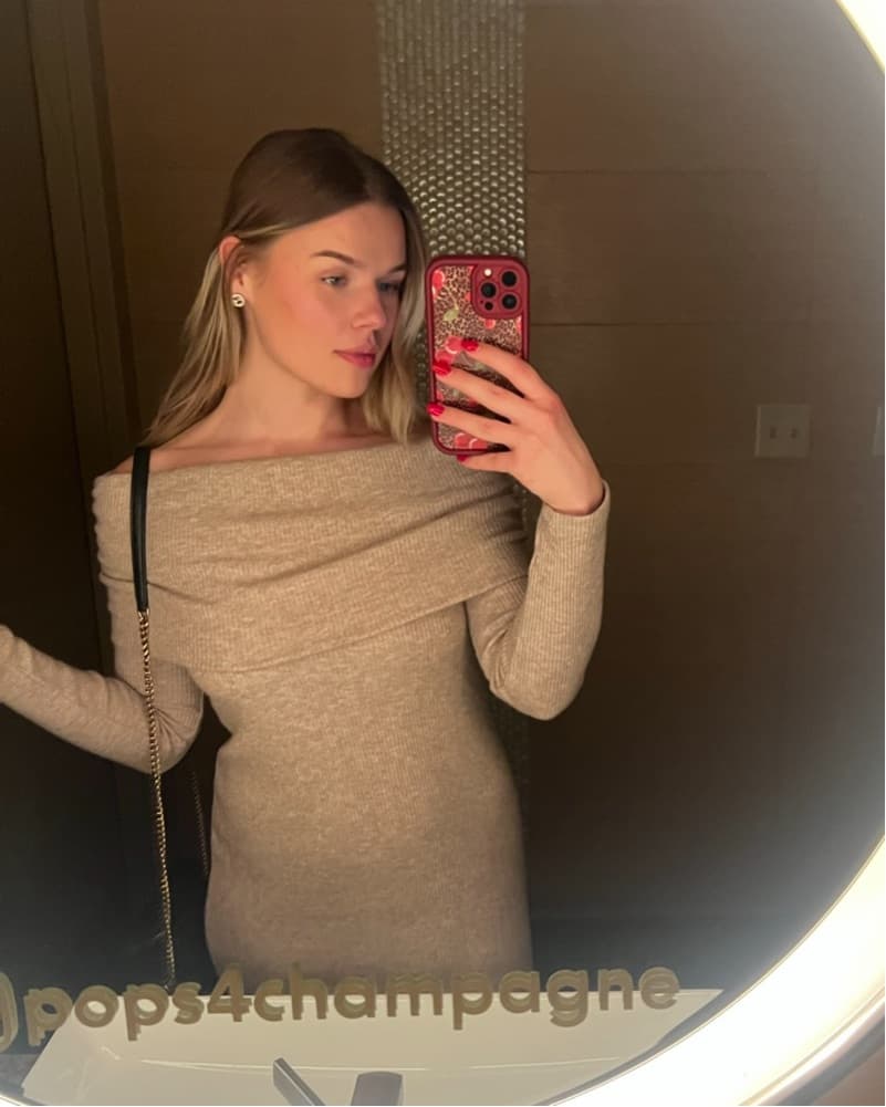 Cozy Knit Off-the-Shoulder Dress - Image 1