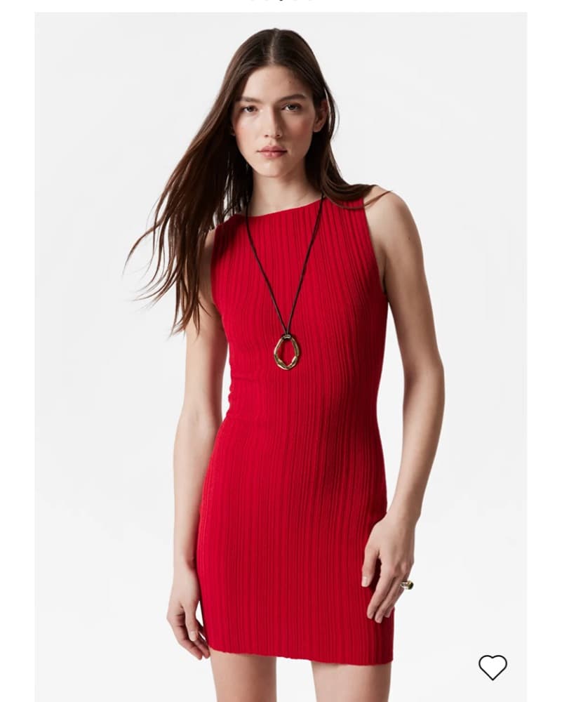Tomato Red Ribbed Dress - Image 3