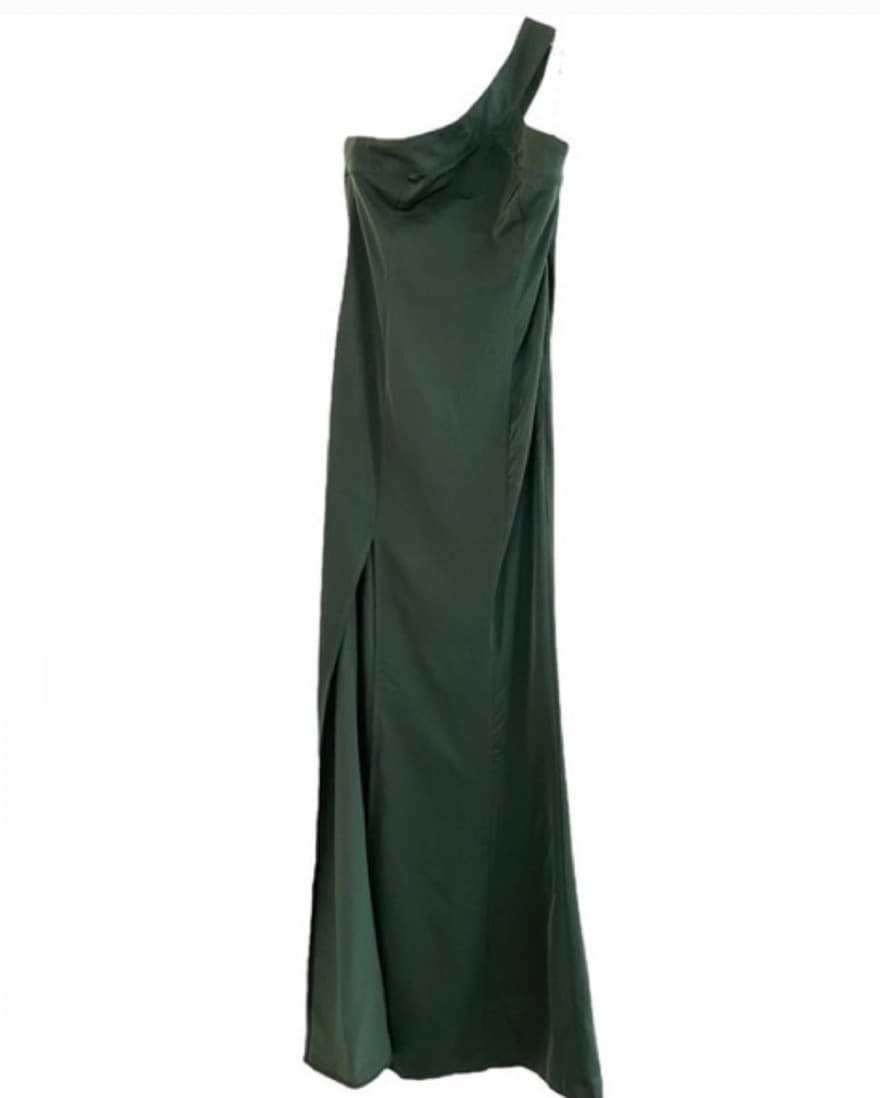 NBD Emerald Green One Shoulder Slit Maxi - Image 3
