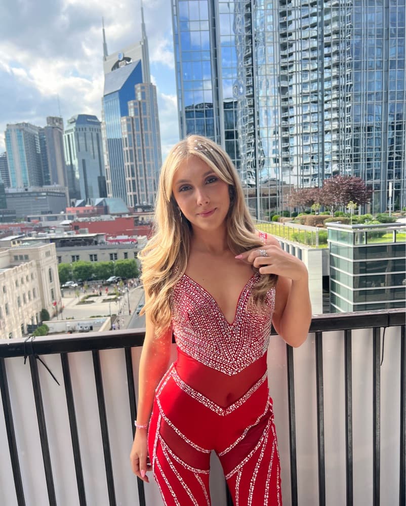 Red Mesh Jumpsuit - Image 2