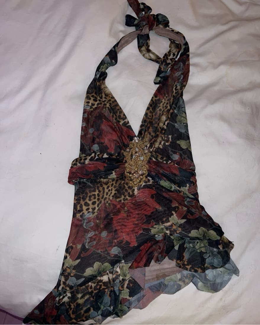 JADED CINDY PLUNGE Leopard Mini Dress - Image 3