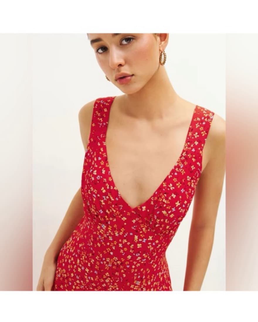 Reformation Red v Neck maxi Dress  - Image 2