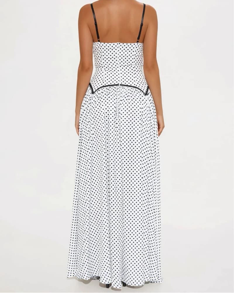 Polka Dot Satin Maxi Dress - Image 4